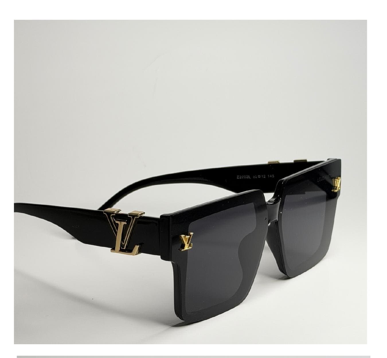 Quadrado, Preto, Lente Cinza, Detalhe Dourado