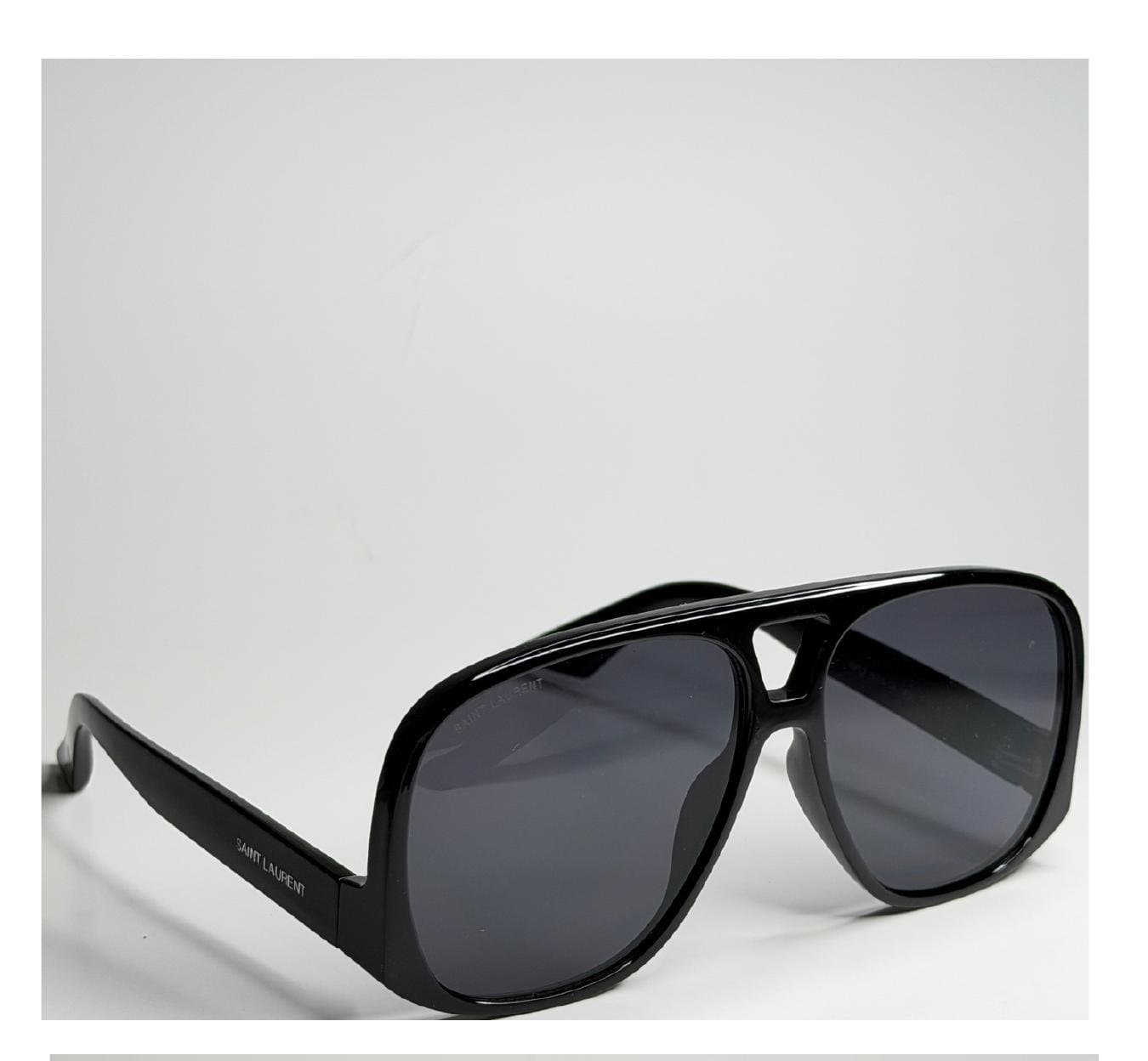 Aviador Grande, Acetato Preto, Lente Cinza