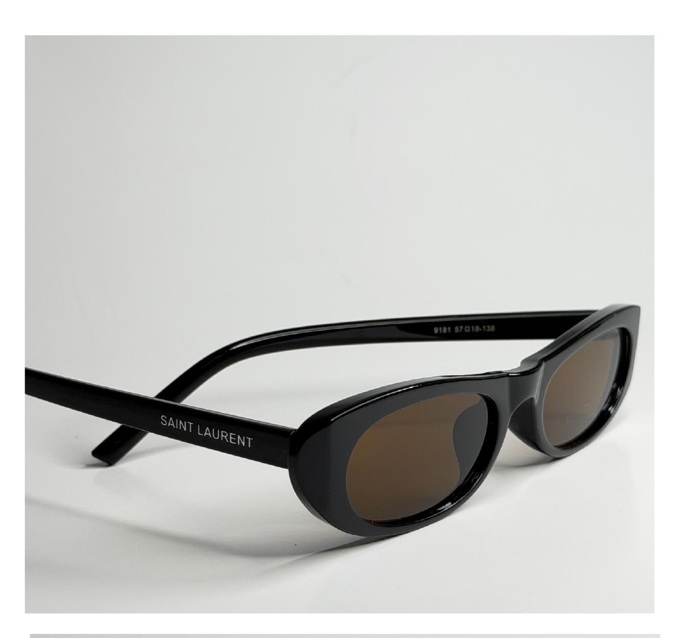 Oval Cat-Eye, Preto, Lente Marrom