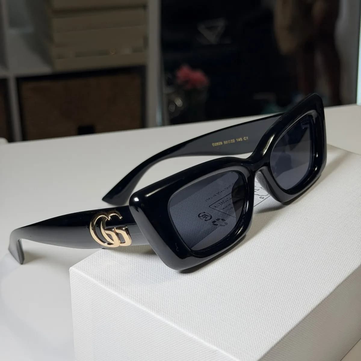 Gatinho Retangular, Preto, Logo Dourado